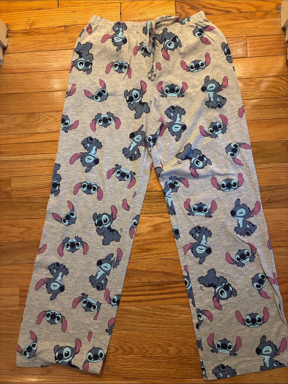 Disney Grey Lilo & Stitch Drawstring Pajama Bottoms with Blue & Pink Accents